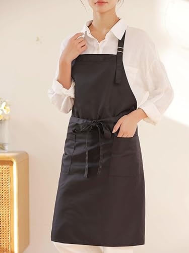 Miniatura 3 de Delantal ajustable para chef para hombres y mujeres, cocina, restaurante, barbacoa, pintura, manualidades con 2 bolsillos