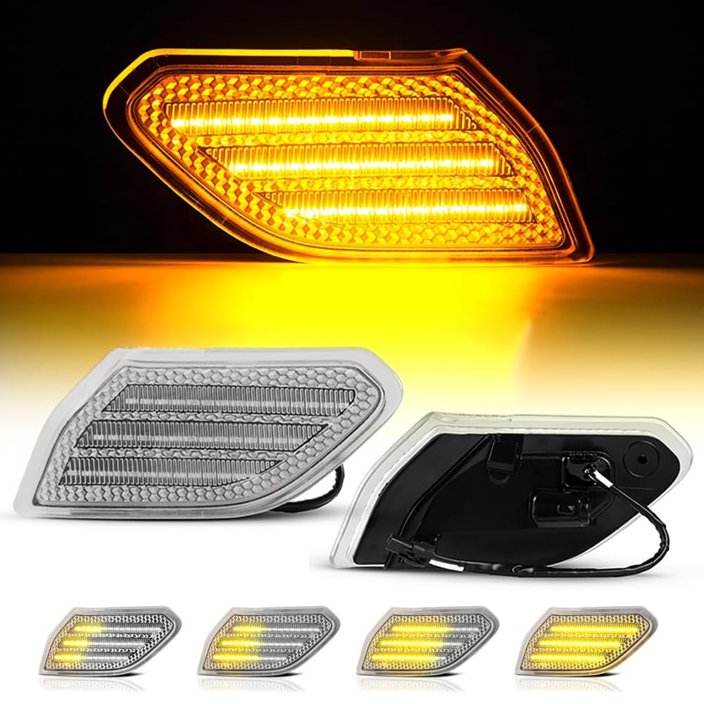 2 sztuki sekwencyjne migacze przedni zderzak boczne światła obrysowe Canbus dla 2018-2021 Jeep Wrangler JL 2020-2021 Gladiator JT Amber(Clear Lens)