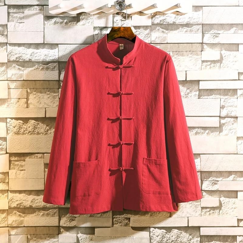 Chinese Style Shirts Men Retro Traditional Tang Suit Top Cardigan Men Kung Fu Tai Chi Casual Men's Blouses