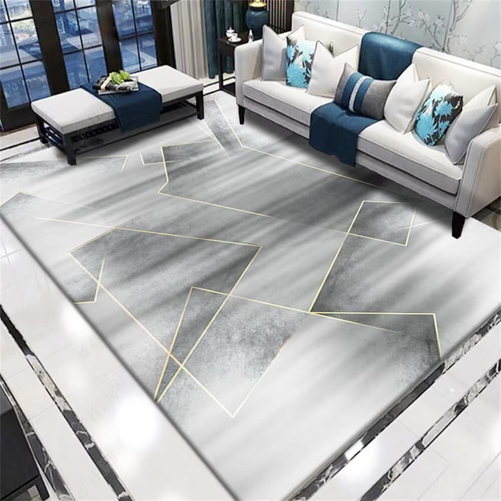 Tapis de chambre à coucher gris géométrique lavable de 80X200CM