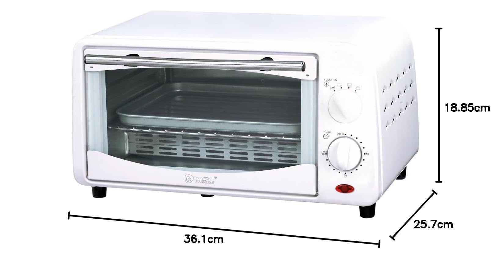 GSC Evolution | Horno eléctrico sobremesa Essenza | 9L | 800W |Doble Cristal | Temporizador 30 minutos | Limpieza fácil