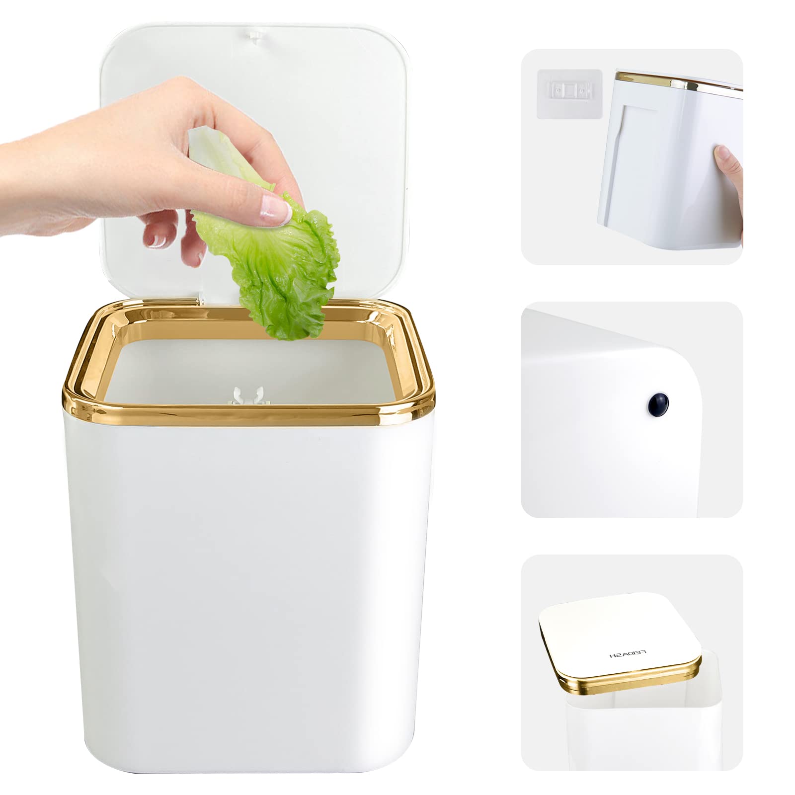 Petite Pattumiera da Tavolo con Coperchio,2.8L Cestino da Scrivania per Bagno,Camere da Letto,Uffici