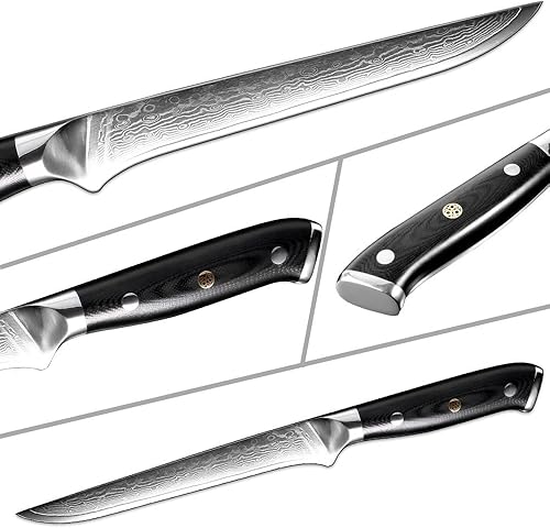 Miniatura 3 de Cuchillo de corte de carne de chef de 6 pulgadas, cuchillo para deshuesar Japón vg10, cuchillo de cocina de acero de damasco, cuchillo de corte