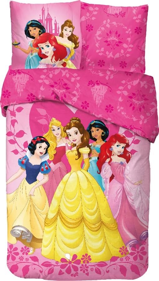 Parure de Lit Princesse en Coton - Housse de Couette Réversible 140x200 cm, Taie d'Oreiller 63x63 cm (140 X 200 Cm)