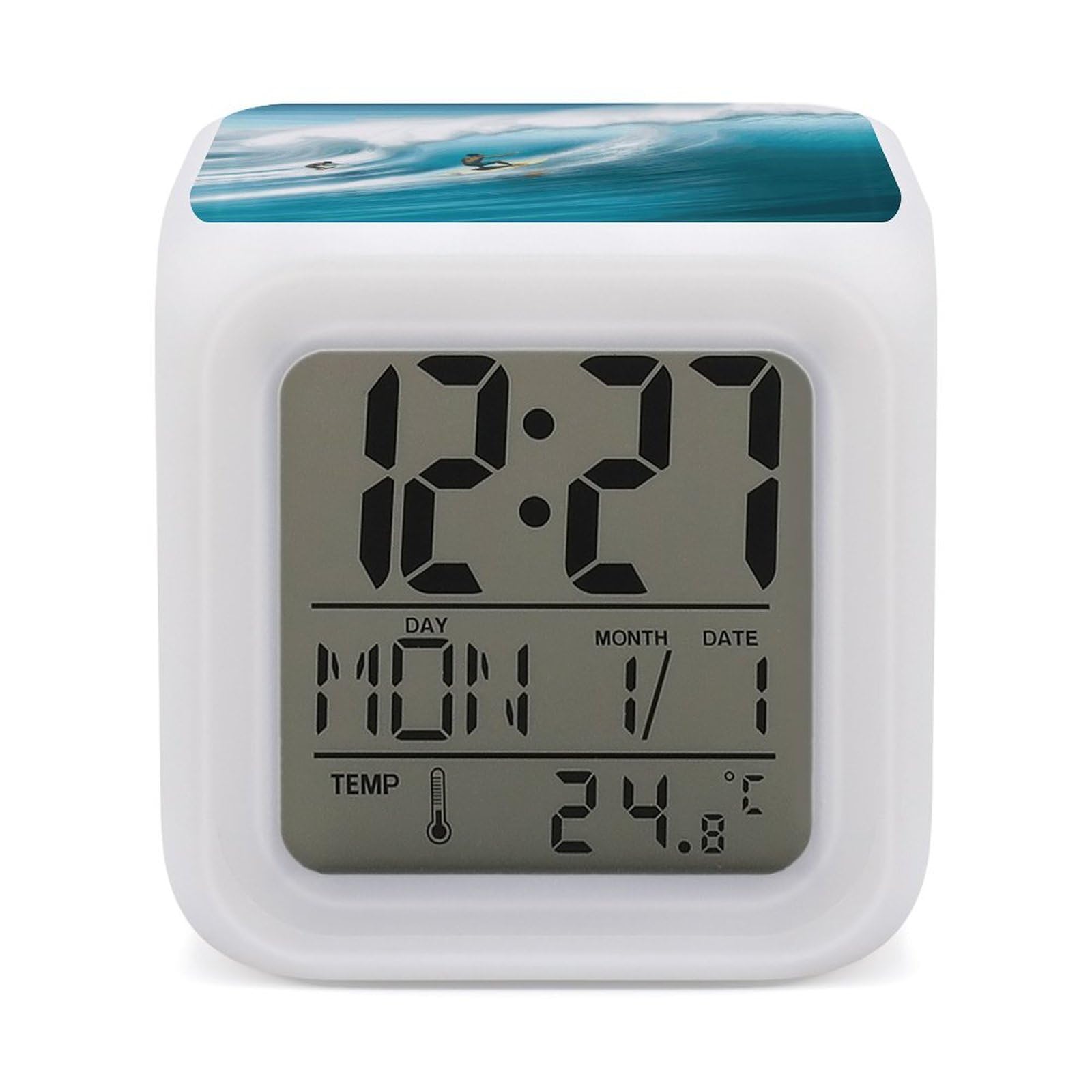 VstaDank Surfing Digital Alarm Clock LED Display Screen Color Change Alarms Clock Smart Alarm Clock Wake Up Digital Clocks with 7 Color Nightlight for Bedroom