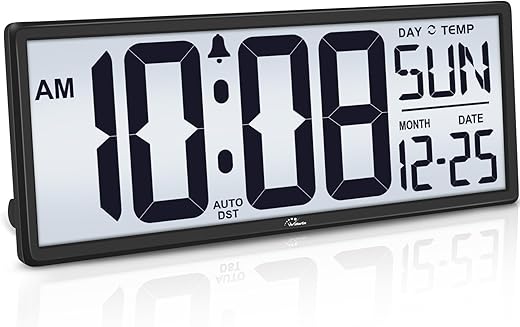 Wallar Ge Backlight Digital Wall Clock Battery Operated with Temperature and Date 14 . 5 '' Large