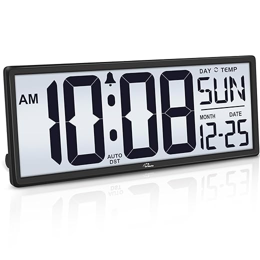 WallarGe Large Backlight Digital Wall Clock