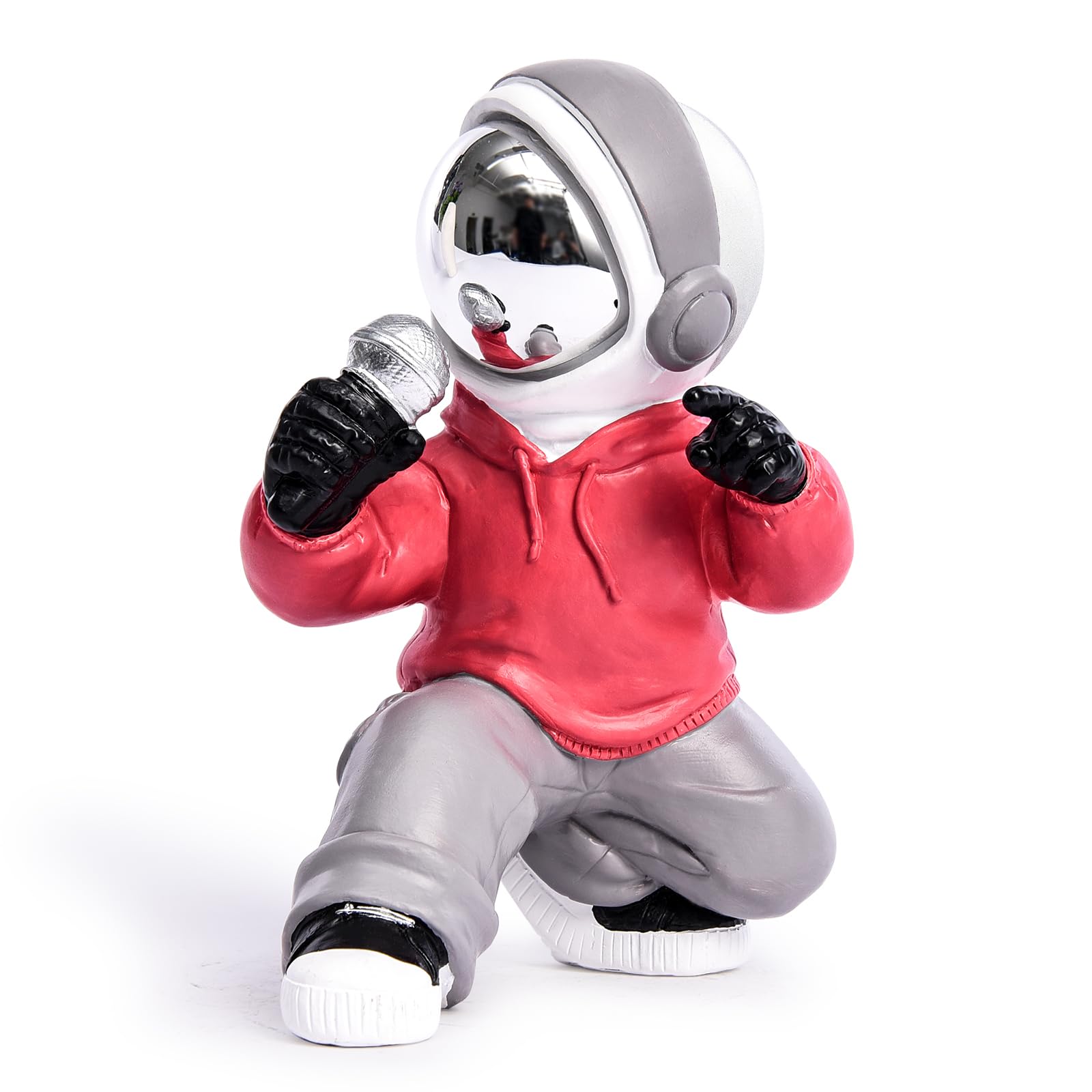 JZ·HOME 022-2 Astronaut Figurine Statue, Singing Hip Hop Spaceman Sculpture Desktop Ornament Outer Space Themed Home Office Decor Space Toys Gifts for Christmas