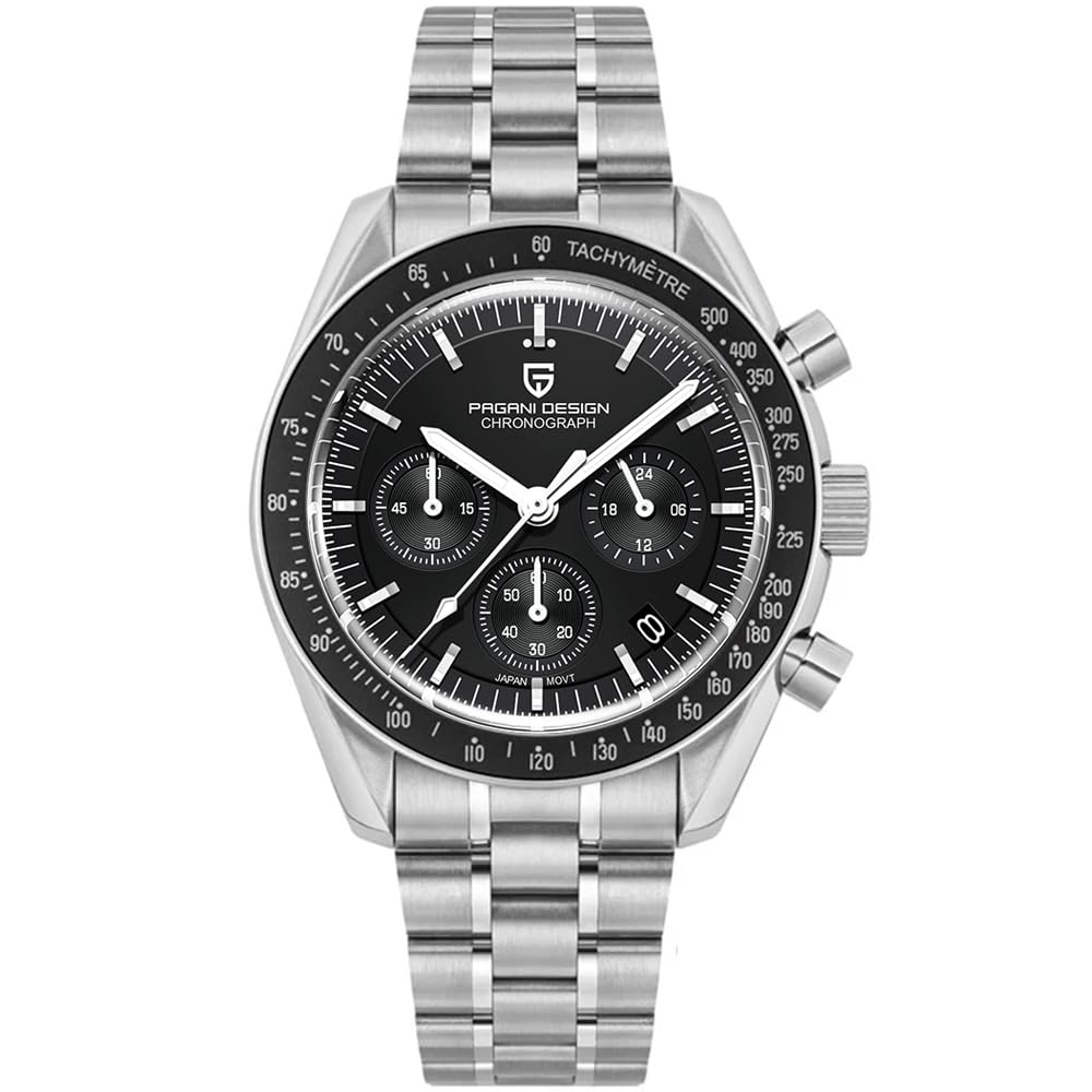 Pagani Design Men's Chronograph Stainless Steel Sports Watches - Quartz Movement, Waterproof, Japan VK63 Movement