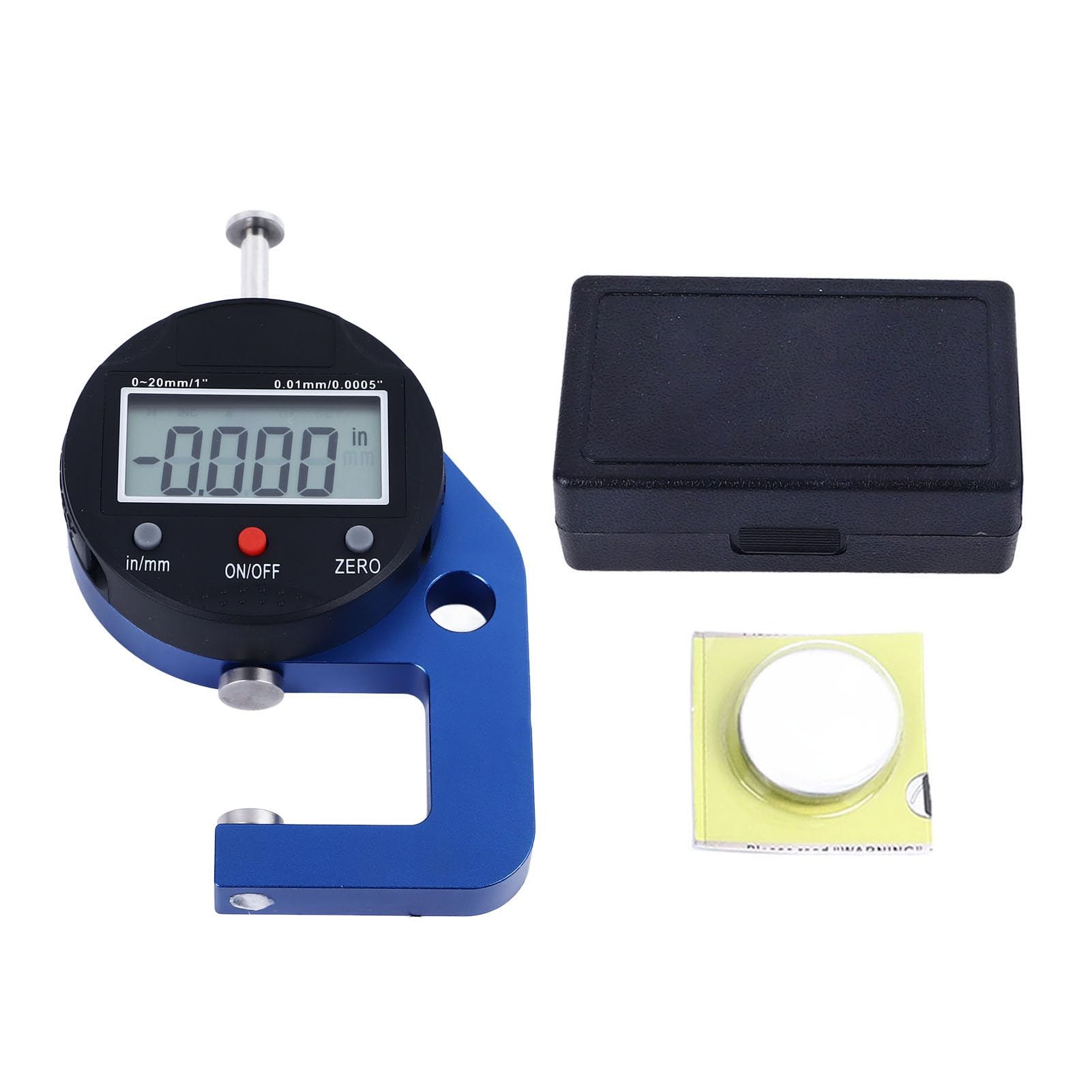 Electronic Thickness Meter with 0.0005in Resolution, Portable Digital for Precise Measurement, Made of Durably Aluminum Alloy, Includes Plastic
