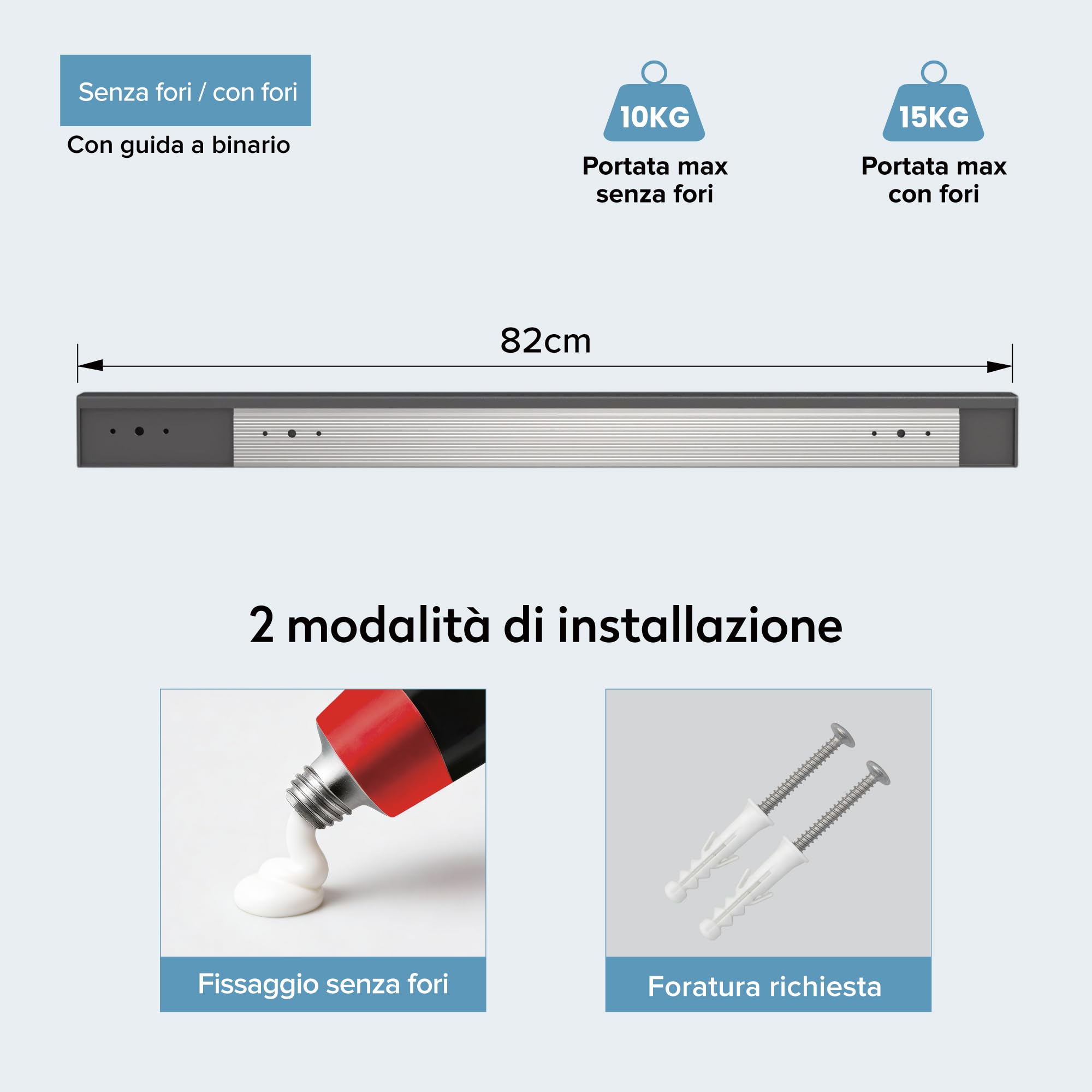 doporro Porta Spezie a Due Ripiani con Supporto per Cellulare, Porta Coperchi a 3 Livelli e Porta Mestoli con 5 Ganci da Cucina, da Appendere con Guide, Grigio, Reglo-09+Reglo-11+Reglo-12
