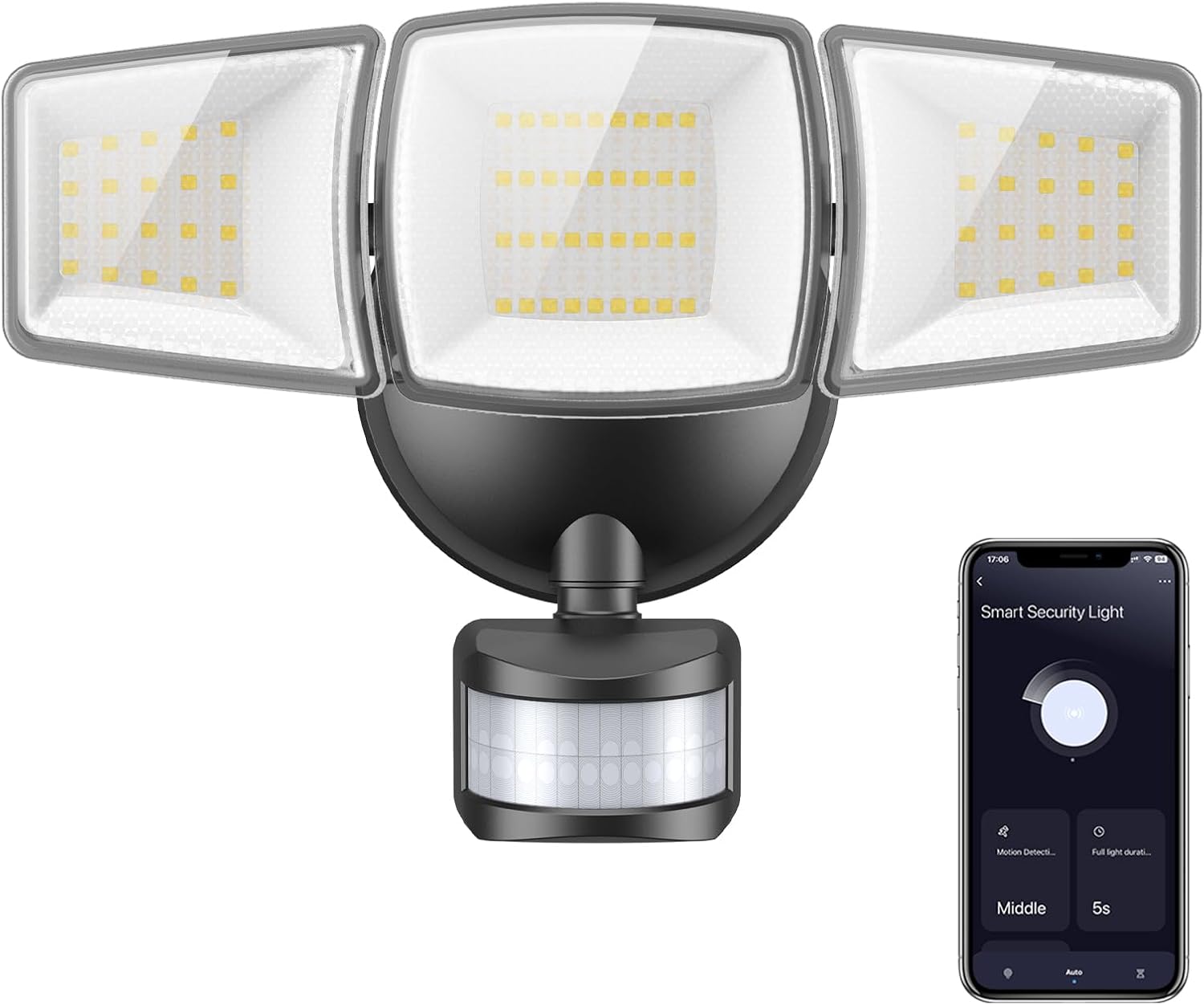 NOVOSTELLA LED Security Lights Motion Sensor Outdoor, 40W 4000lm 5000K Dimmable Smart Flood Light 1Pack, Wired Exterior Floodlight, App Remote Group Control, IP65 Waterproof, for Garage, Yard, House