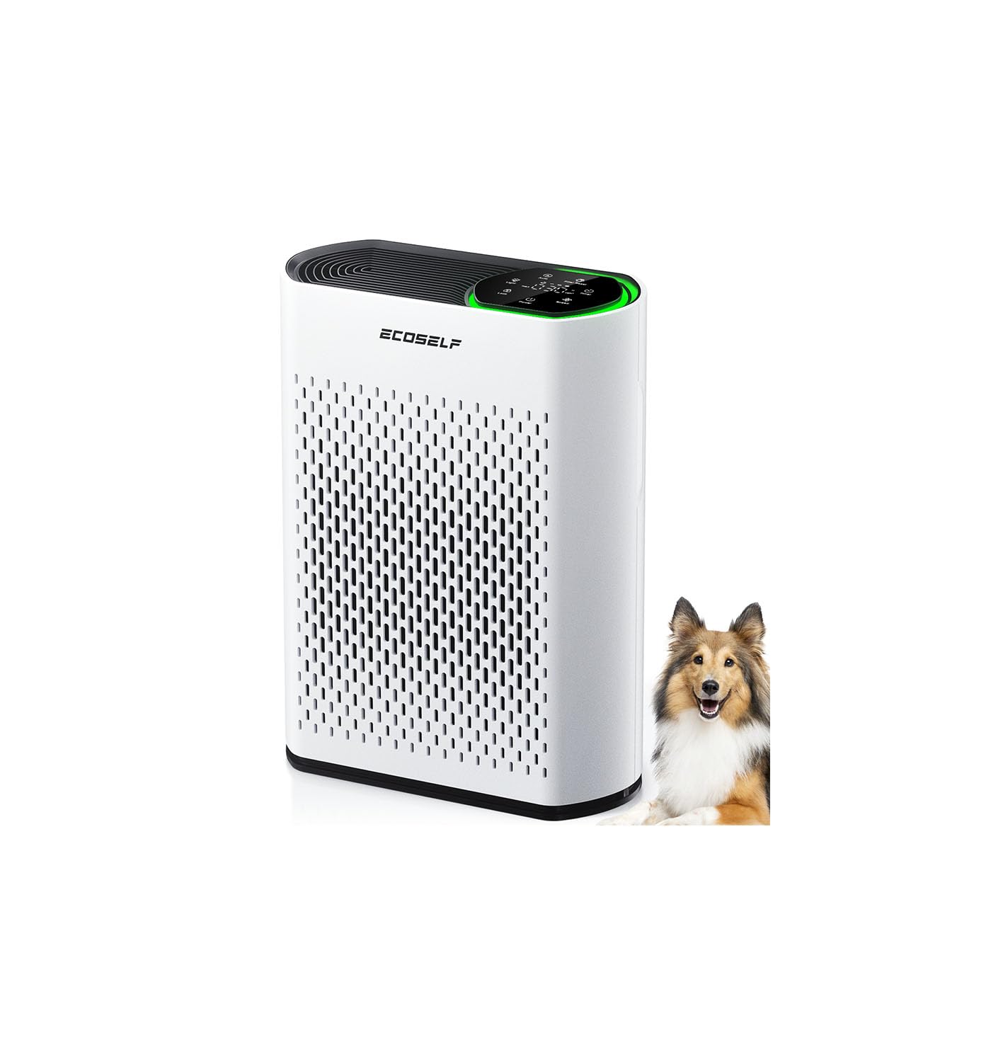 ECOSELF Air Purifiers for Home Large Room Up to 2400 Ft, Powerful HEPA Air Purifier with PM 2.5 Air Quality Display 20dB Sleep Mode, Air Purifiers for Bedroom Office Living Room HAP602 White