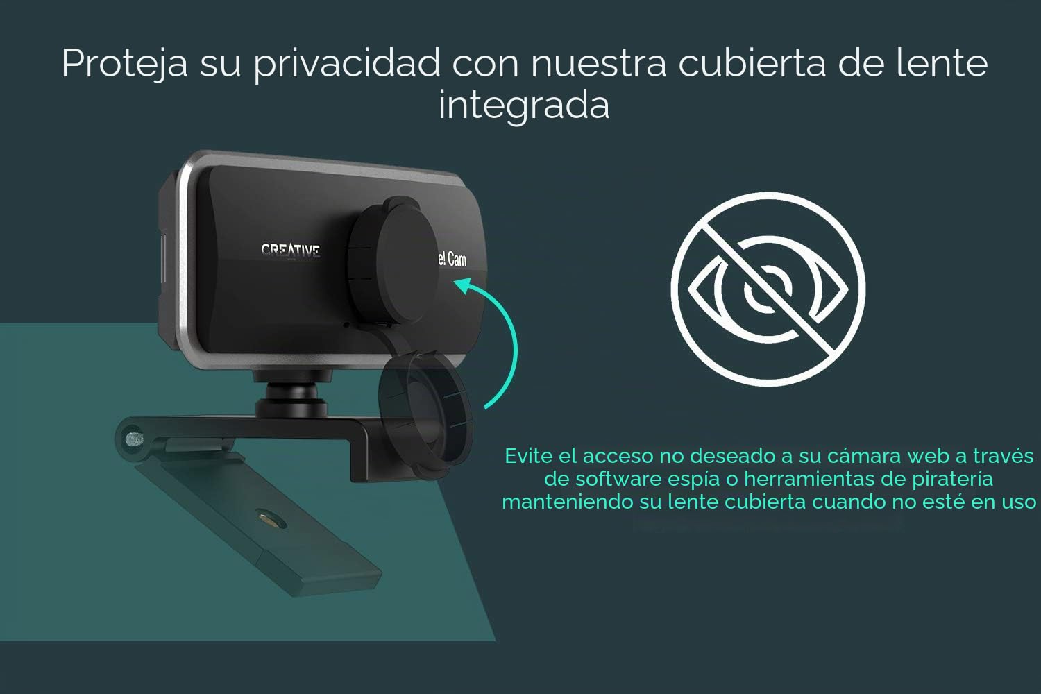 Creative Live! Cam Sync 1080p webcam USB full HD, gran angular, micro integrado, cubre-objetivo para proteger privacidad, montaje para trípode, videollamada high-res, grabación y streaming para PC/Mac