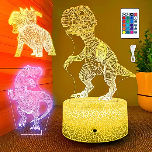 GIGIIS Nachtlicht Kinder Dinosaurier LED 3D Lampe Nachtlicht Dino 3 Modelle...