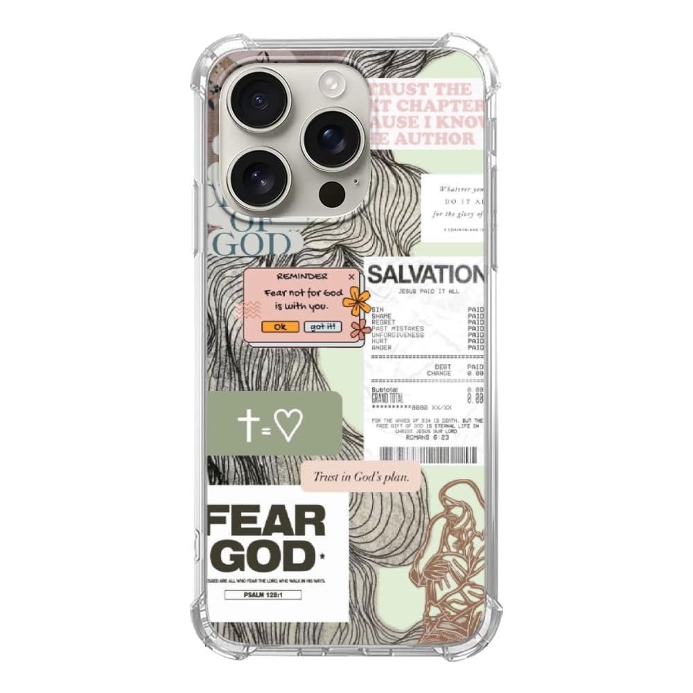 Eurdosmk Christian Faith Aesthetic Case Compatible with iPhone 16 Pro, Hippie Christian Salvation Collage Case for iPhone 16 Pro, Trendy Cool TPU