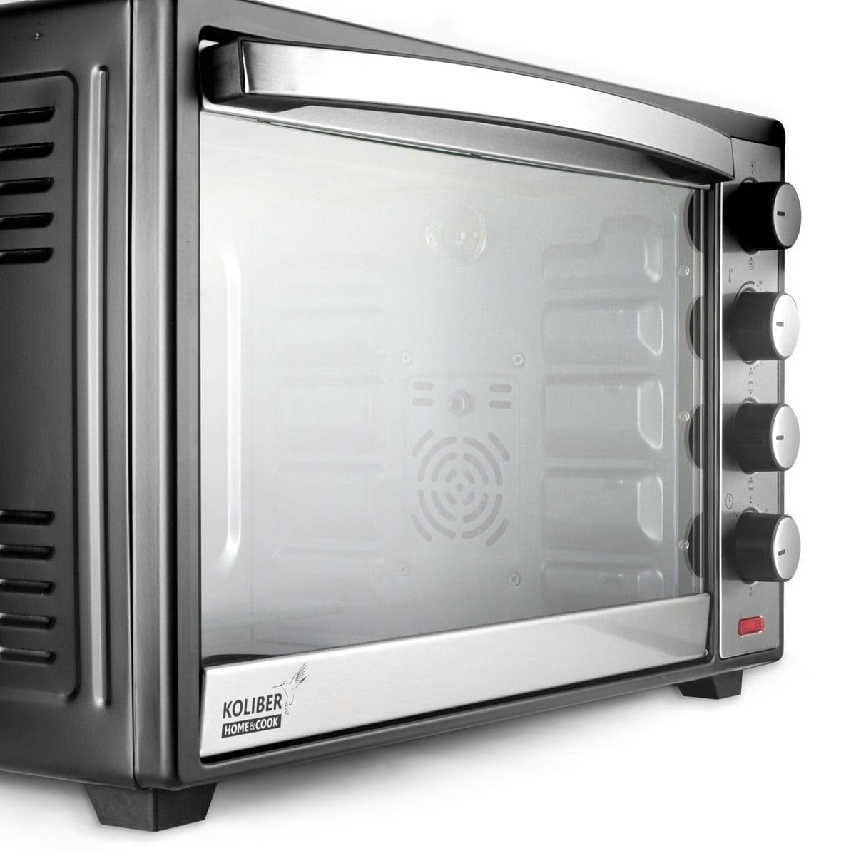 Koliber SUPERMAX X 3000W Backofen 48L Umluft Drehspieß Familienofen Pizzaofen Edelstahl 2000W Ober Unterhitze Timer Innenbeleuchtung Tischbackofen Schwarz
