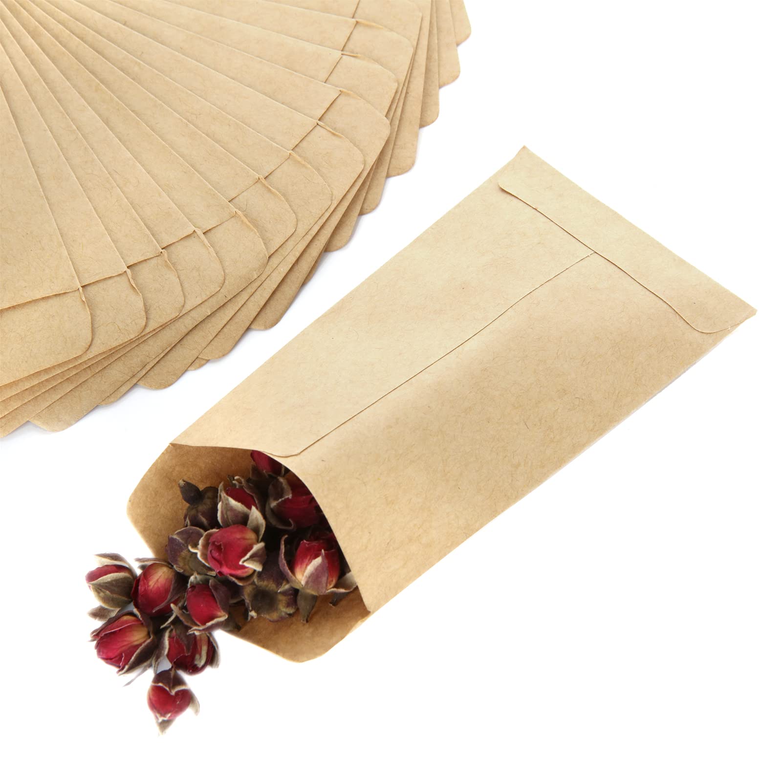 Lot de 500 petites enveloppes en papier kraft marron pour pièces de monnaie, petites pièces pour emballer ou ranger de petits articles graines, pièces de monnaie, notes, perles (6 x 10 cm)