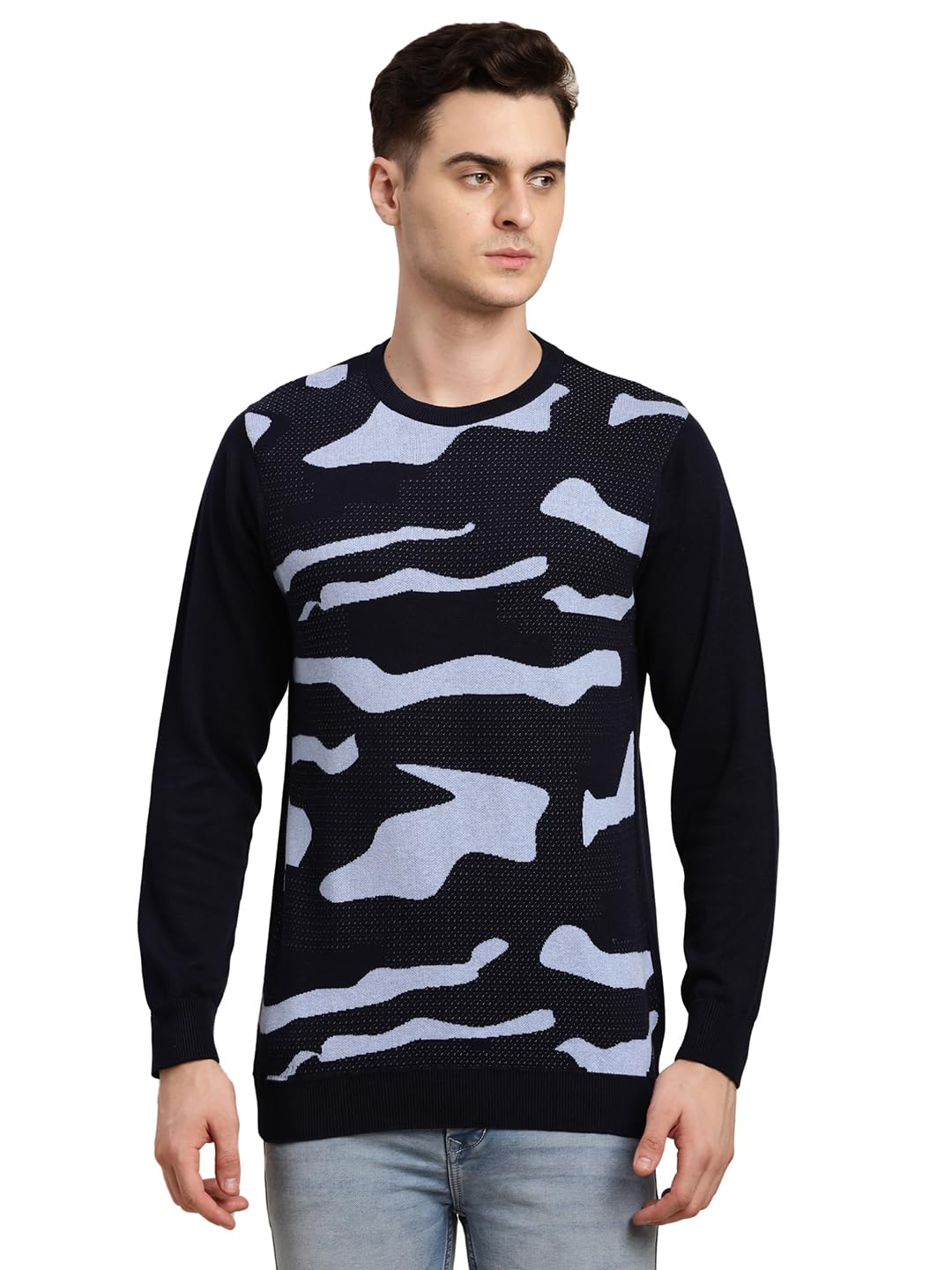 turtle Men Navy Knitted Printed Round Neck Pullover-picture-27