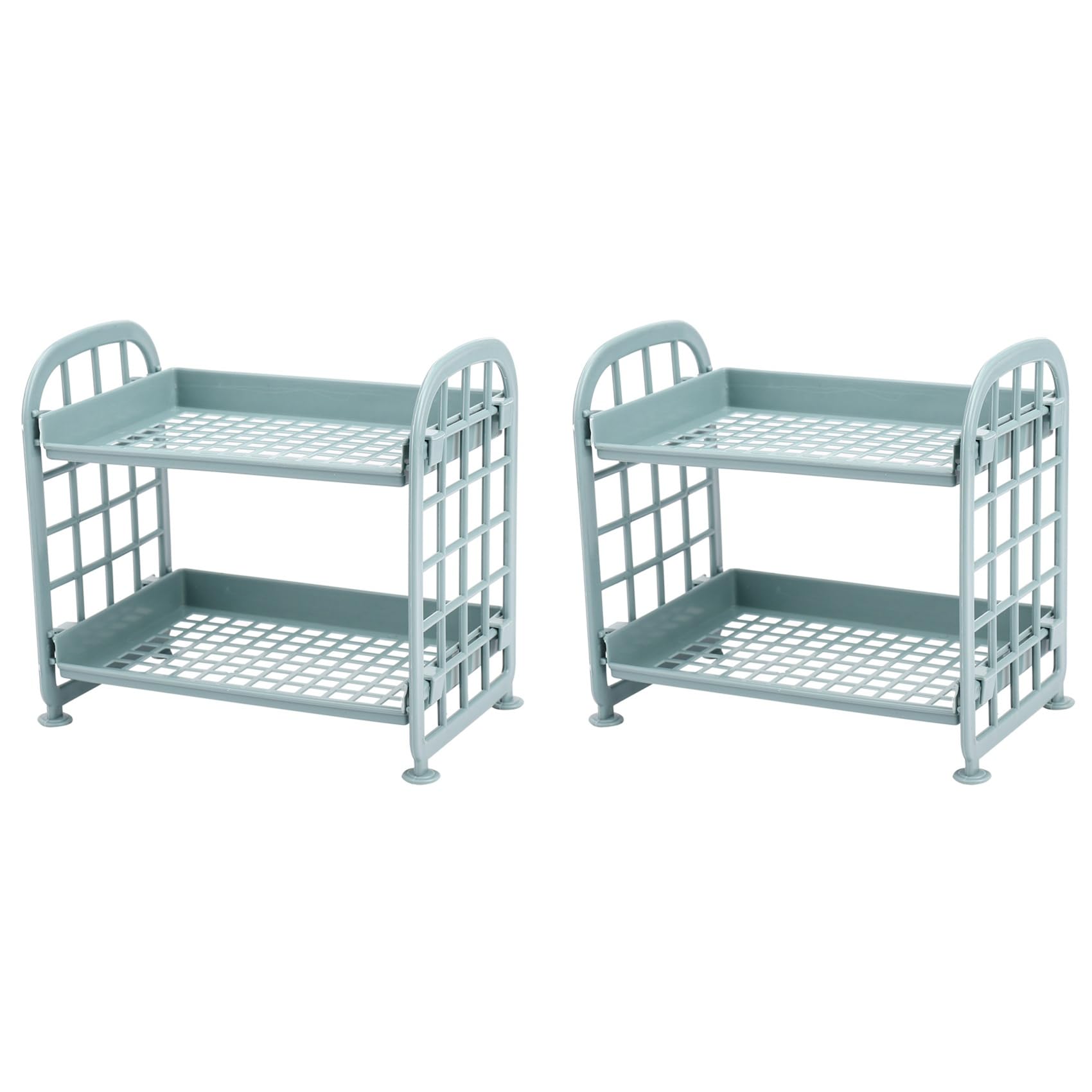 Oladfiop 2X Storage Shelves,Plastic Small Storage Shelves - 2 Tier Shelf Shelving,Kitchen Shelf Bathroom Organizer(Nordic Blue)