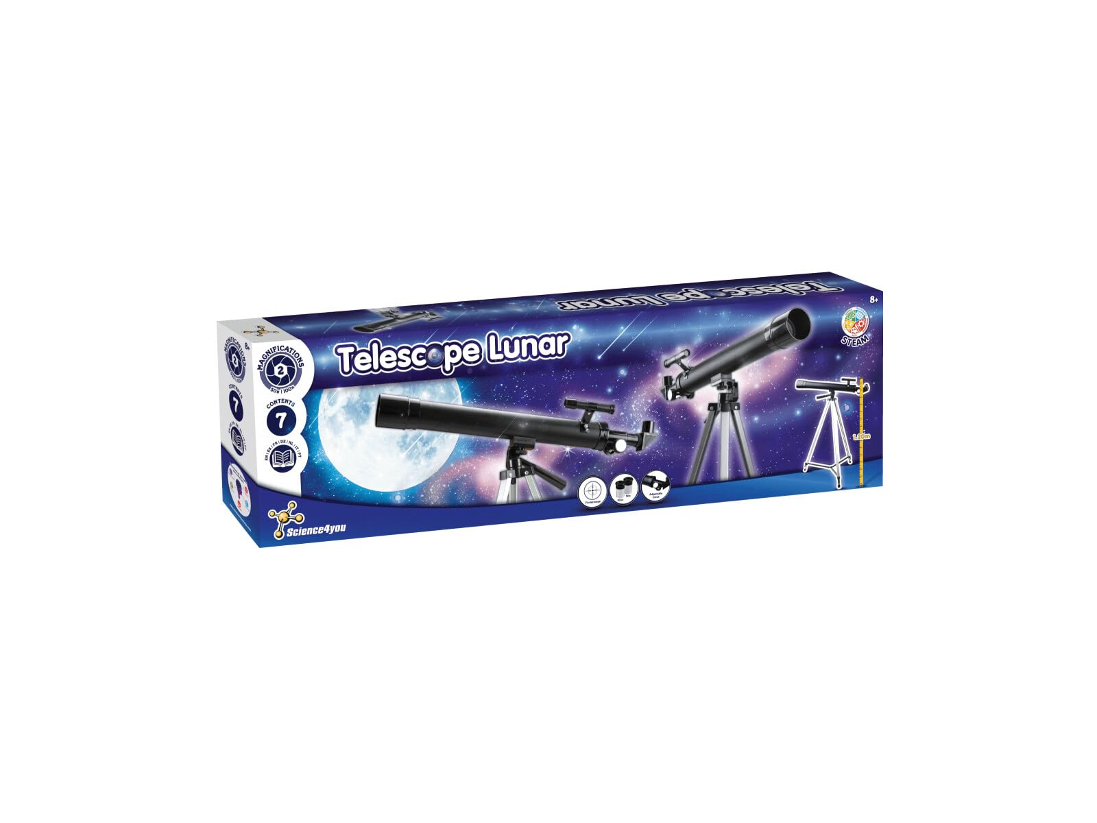 Science4you Telescopio para Niños 7 8 9 10+ Años - Telescopio Astronómico para Principiantes, Distancia Focal de 600mm, Telescope Infantil, Juguete Lunar Cientifico y Regalo para Niños 7 8 9 10+ Años