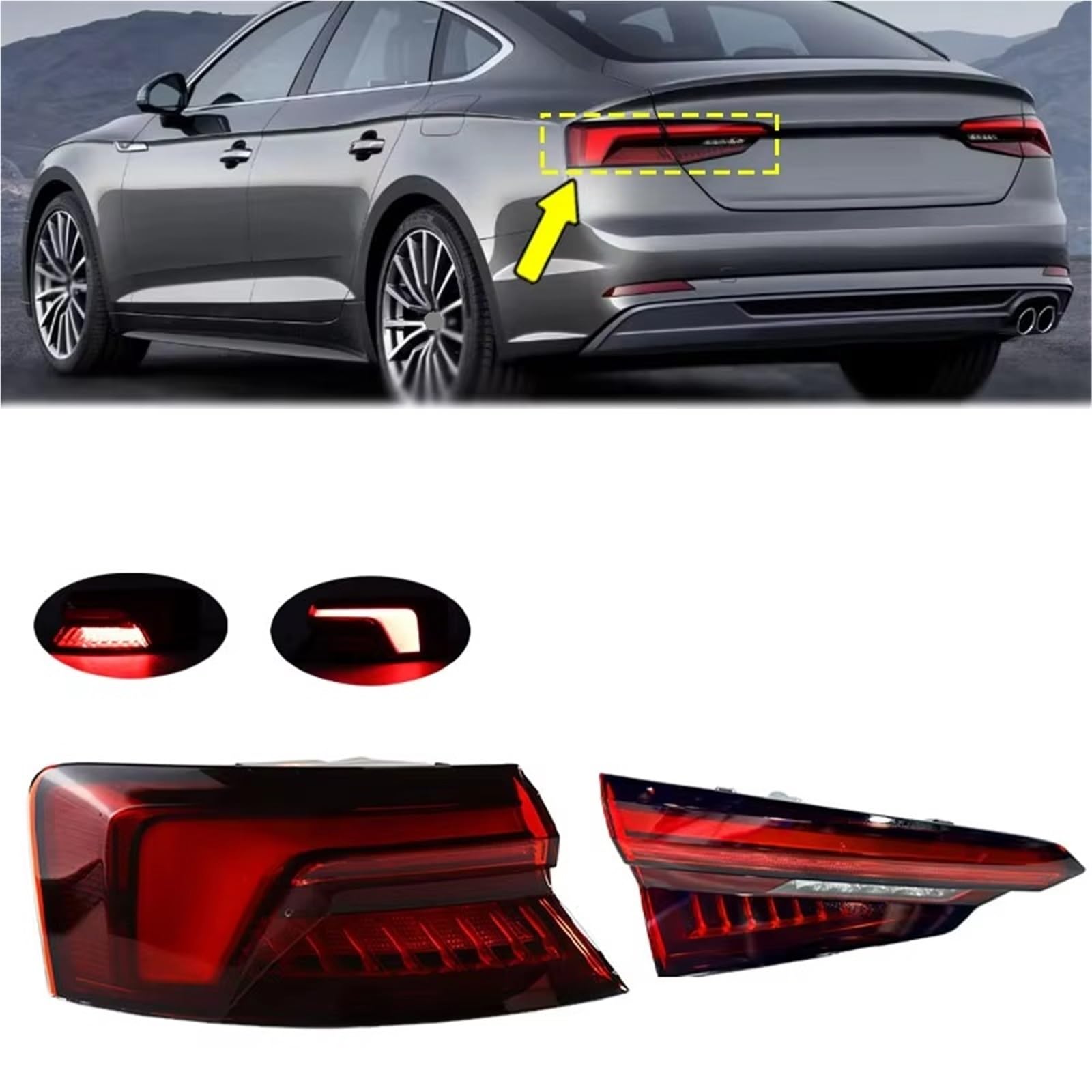 Compatible Con Para A5 2017 2018 2019 2020 Conjunto Luz Trasera Lámpara De Señal Freno Advertencia Accesorios Coche(Outer Right)