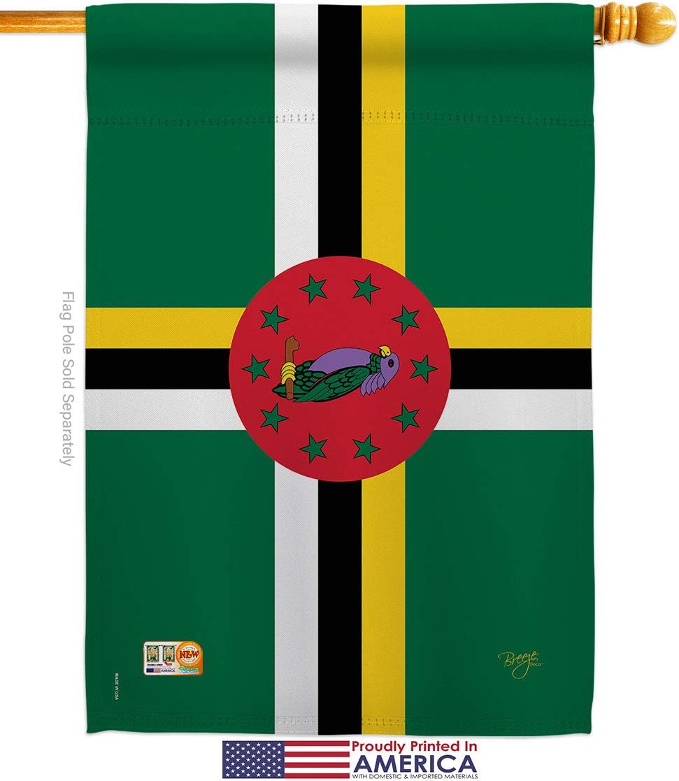 Nationality Dominica House Flag Dowel Set Regional Nation International World Country Particular Area Small Decorative Gift Yard Banner Made In USA 28 X 40