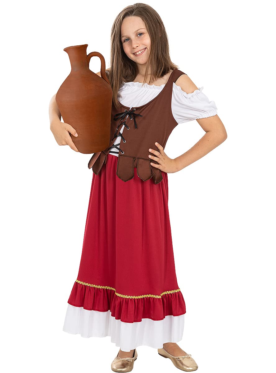 Funidelia | Disfraz de tabernera medieval clásica para niña Edad Media, Campesino - Disfraz para niños y divertidos accesorios para Fiestas, Carnaval y Halloween - Marrón