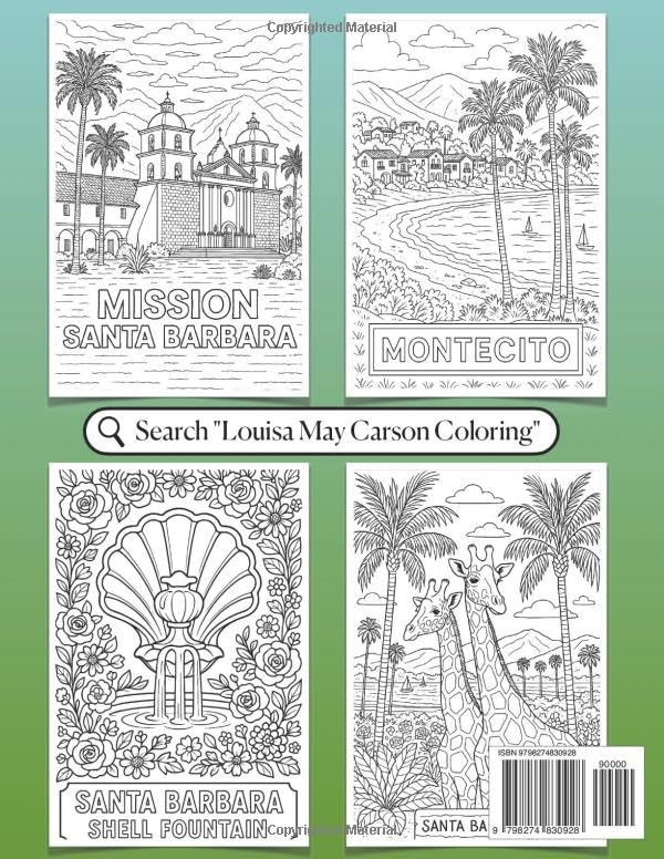 Santa Barbara Coloring Book for Adults and Kids: SoCal Ocean Souvenir Gifts & Travel Scenes of the California Coast Coloring Pages image 3