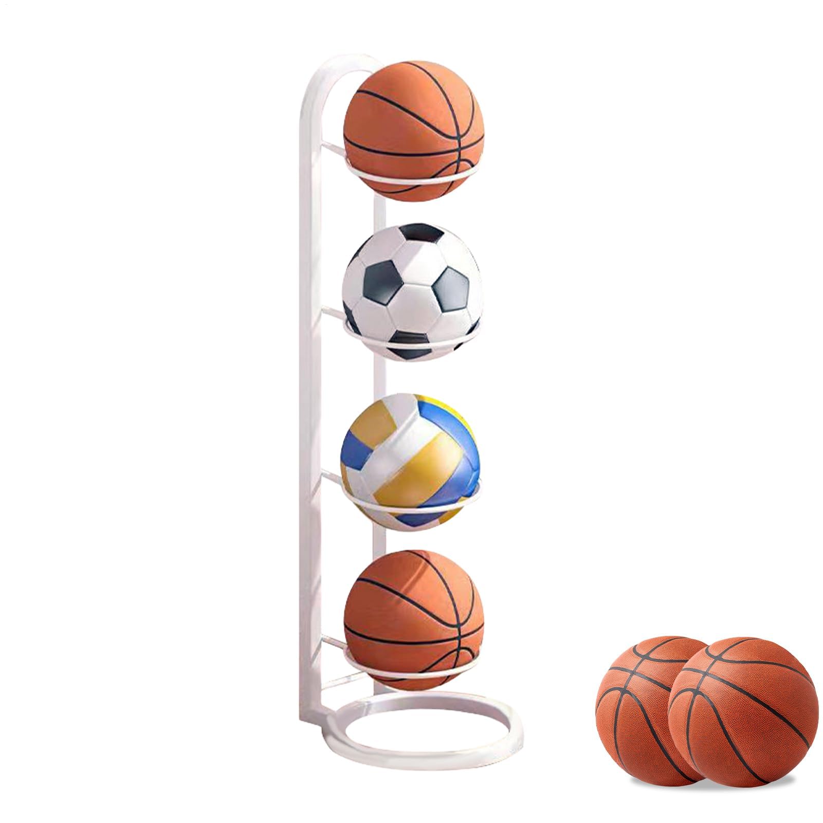 Verstellbarer Basketballständer mit 2/3/4/5 Ebenen, Metallständer für Garage, Fußball, Basketball, Volleyball und Rugby – Ball für einfachen Zugang