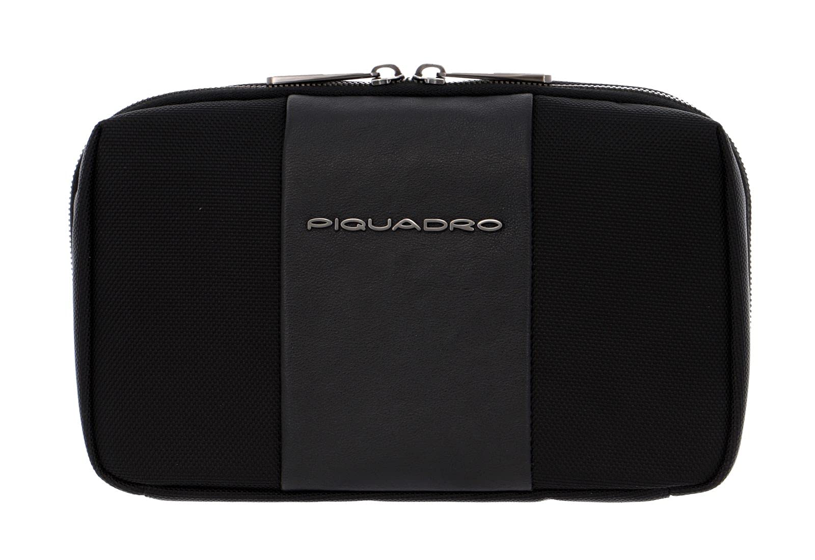 Piquadro - Estuche Para Cables 3 Compartimentos en Piel - Unisex - Negro | Tejido reciclado, Organizador de cargadores, Accesorios tech, Oficina y estudio, Desplazamientos