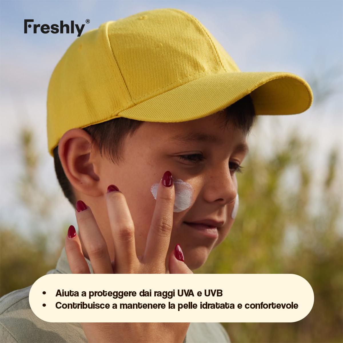 Freshly Cosmetics | Kids Protection Sunscreen | Protezione Solare Bambini SPF 50+ | 100 ml | Crema Solare Naturale con Filtri Minerali per Neonati e Bambini