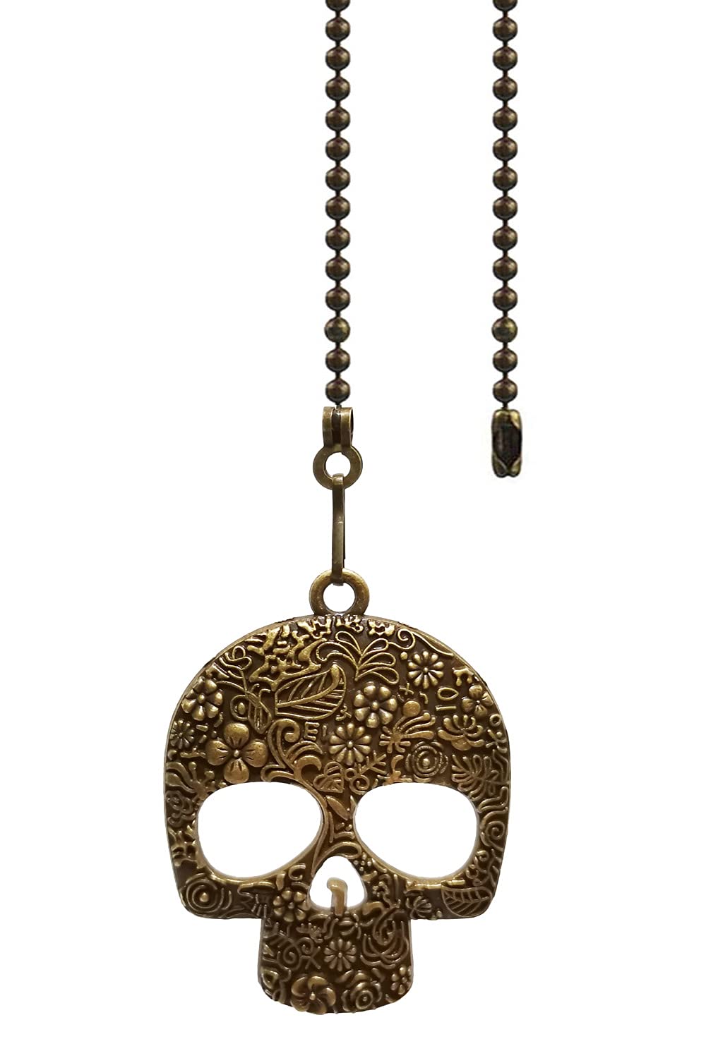 12" Skull Mask Ceiling Fan Pull Chain Extender with Ball Connector