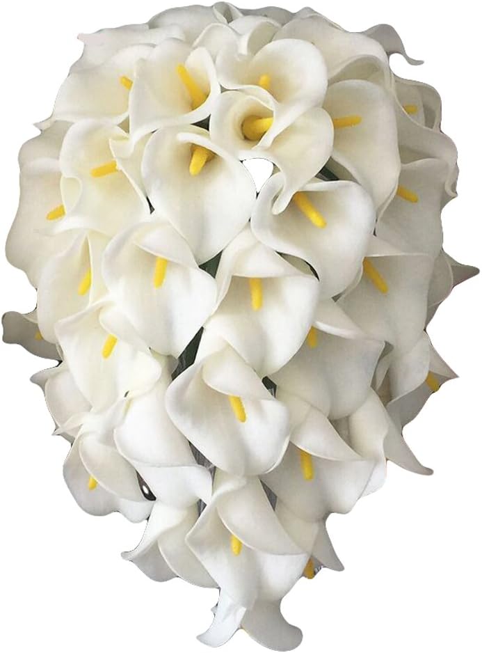 Romantic Teardrop-shaped Calla Lily Bridal Wedding Bouquet 40 head Latex Real Touch PE Flower Bouquets Bridal Wedding Bouquets