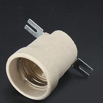 Ceramic Porcelain E27 Light Socket, Edison Screw E27 Lamp Light Bulb Holder Lights Socket Ceramic for LED, CFL, Heat Vintage E 27 Lamp Mount (2Pcs)