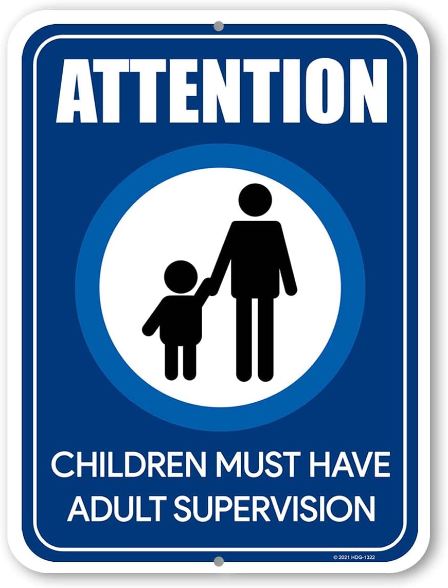 Honey Dew GiftsAttention Children Must Have Adult Supervision, Swimming Pool Signs, Children Supervision, Parental Advisory, Children Safety Business Sign, 9 Inch by 12 Inch, HDG-1322