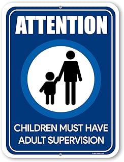 Honey Dew Gifts, Attention Children Must Have Adult Supervision, Swimming Pool Signs, Children Supervision, Parental Advisory, Children Safety Business Sign, 9 Inches by 12 Inches