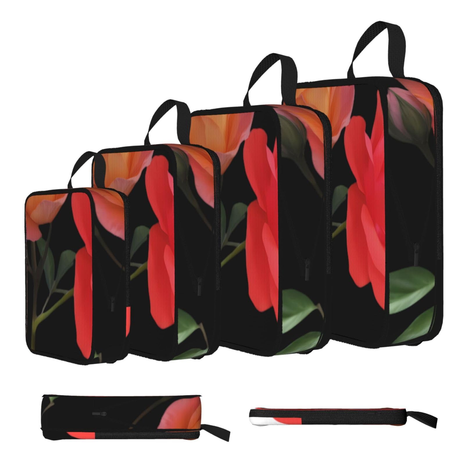 Sxzvvbn Black Bicolor Moonflower Compression Packing Cubes 4 Piece Set