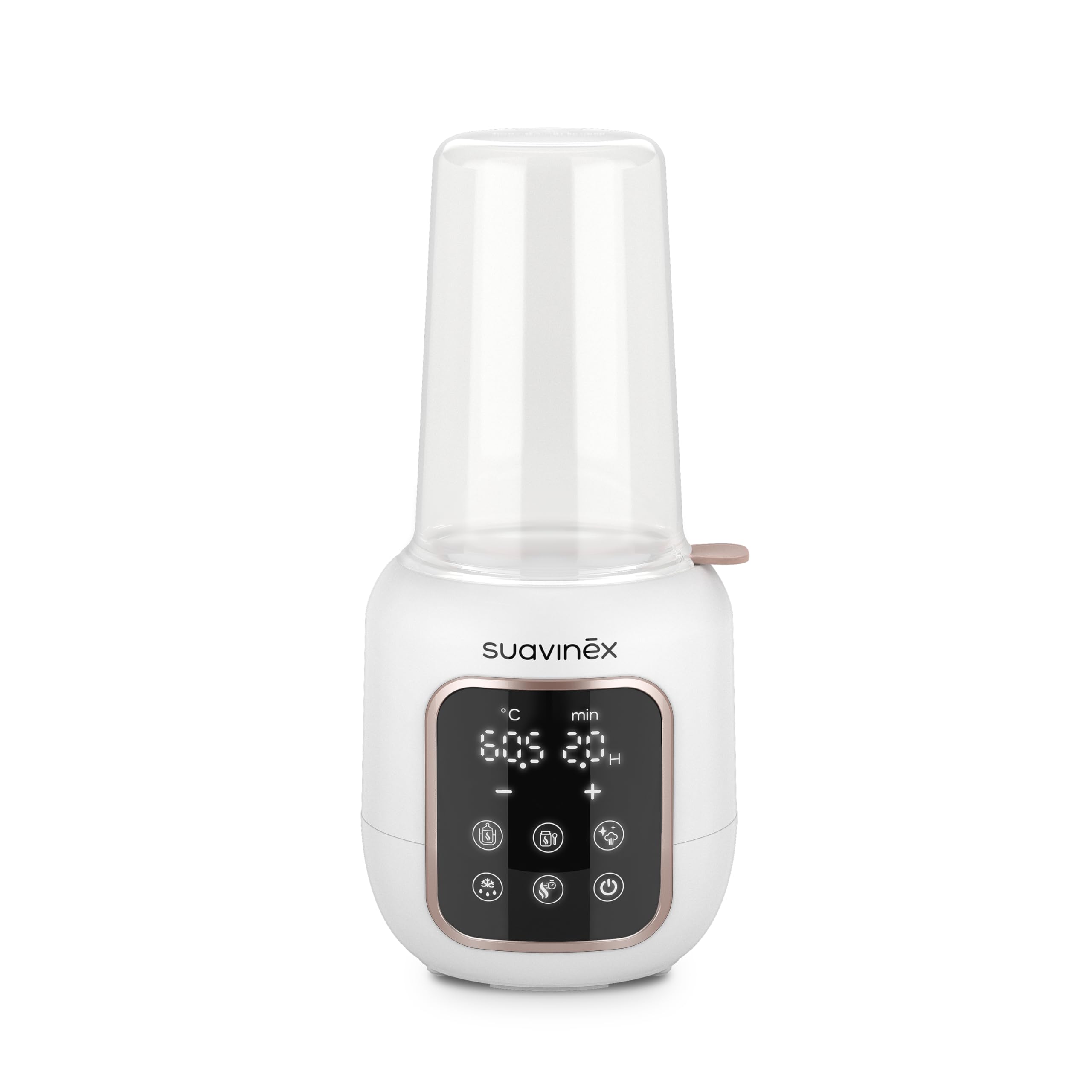 Suavinex, Scaldabiberon e Sterilizzatore 2 in 1, Sterilizza biberon e ciucci, Scalda e Scongela Biberon, Latte Materno e Omogeneizzati, con Modalità Rapida e Spegnimento Automatico, Facile da Usare