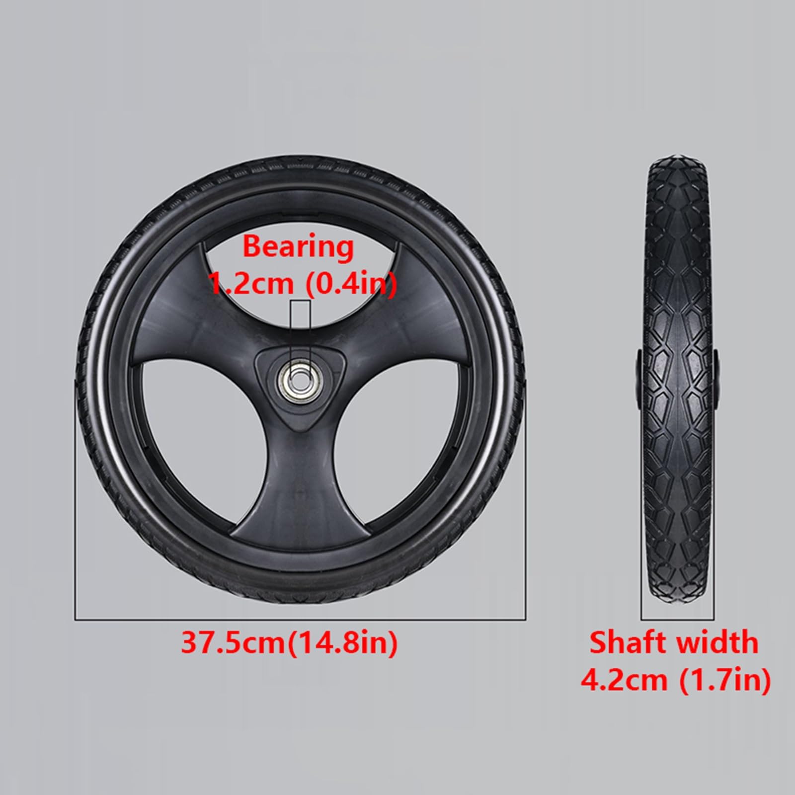 LHX Wheelchair Rear Wheel Accessories 12-inch/16-inch Solid PU Tire, Air-Free Rear Wheel, Special Wheel for Manual Wheelchair(16inch)
