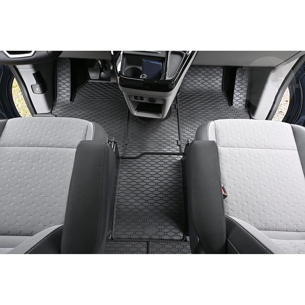 Car Lux - TRIO07496-07498-07499- Tappetini in gomma su misura per Tourneo Custom da 8 posti a partire dal 2024