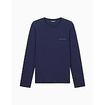 Emporio Armani T-Shirt Girocollo da Uomo a Maniche Lunghe in Puro Cotone Blu S, Blu, S