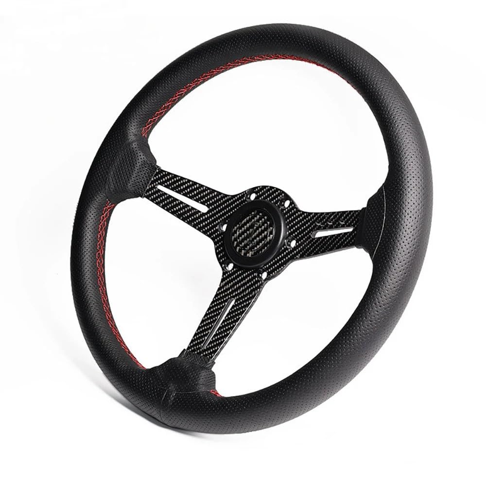 Volante da Corsa Universale,Volante Sportivo Volante da corsa sgancio rapido 14 pollici in fibra di carbonio con supporto poco profondo concavo
