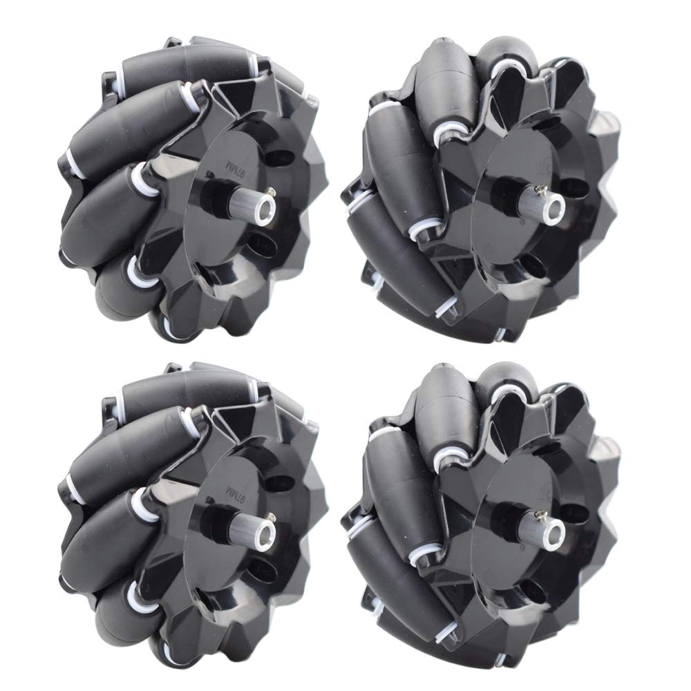 96mm High Hardness Plastic Mecanum Wheel 15KG Load Omni-Directional Smart Robot Car with 6mm hubs for Arduino Rasbperry Pi DIY STEM Toy(2 Left 2 Right) (4, 96mm)