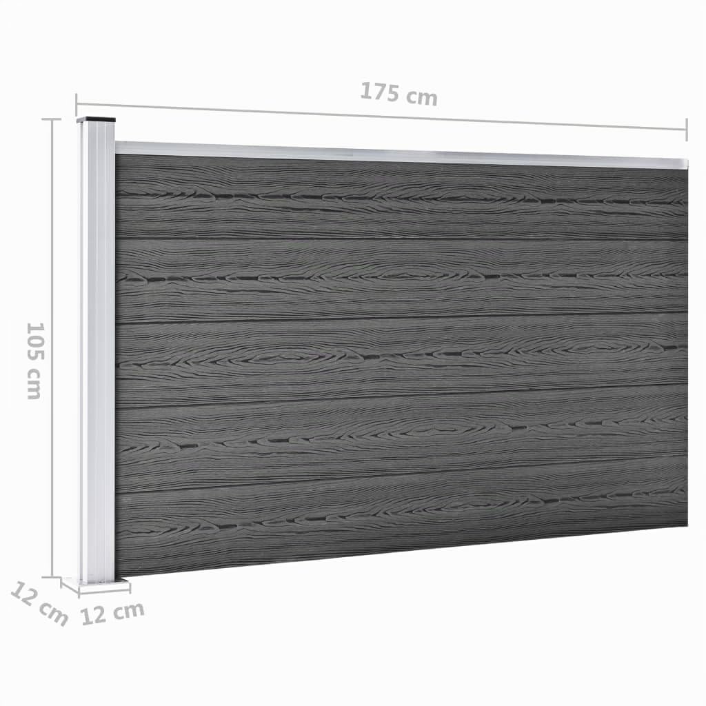 vidaXL Zaunelement Set WPC 699x105 cm Schwarz