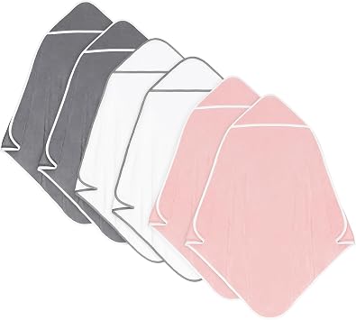 Orighty 6 Pack Baby Hooded Towel 30 x 30 Inch Super Soft Bath Towel with Hood for Babies, Infant, Newborn Essential - Ideal Baby Stuff Registry Gift for Boys and Girls Grey, White, Pink