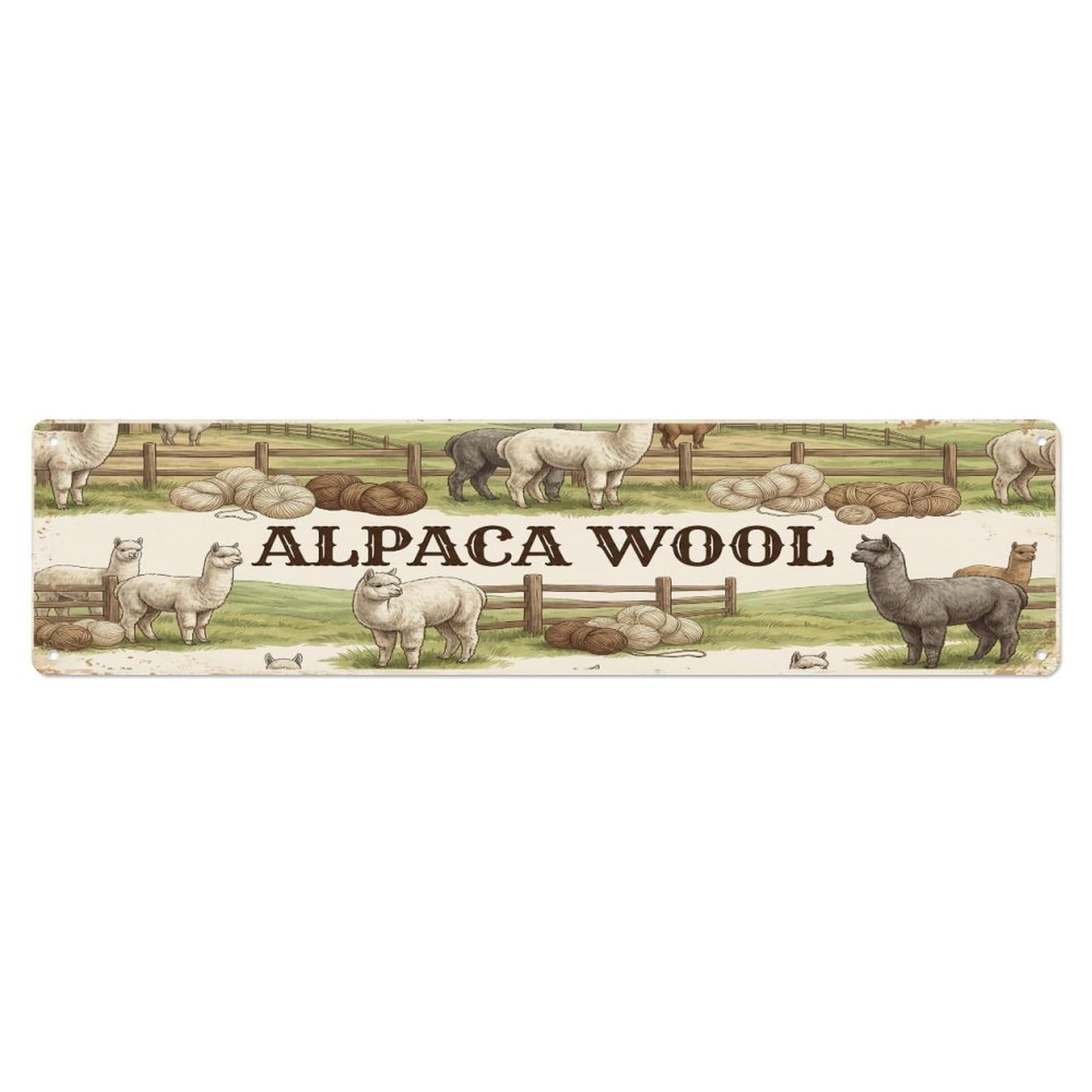 Vintage Yard Knit Alpaca Farmhouse Funny Alpaca Backyard Farm Metal Tin Sign Plaque Wall Decor for Cafe, Club, Garden Metal Poster 4x16Inch
