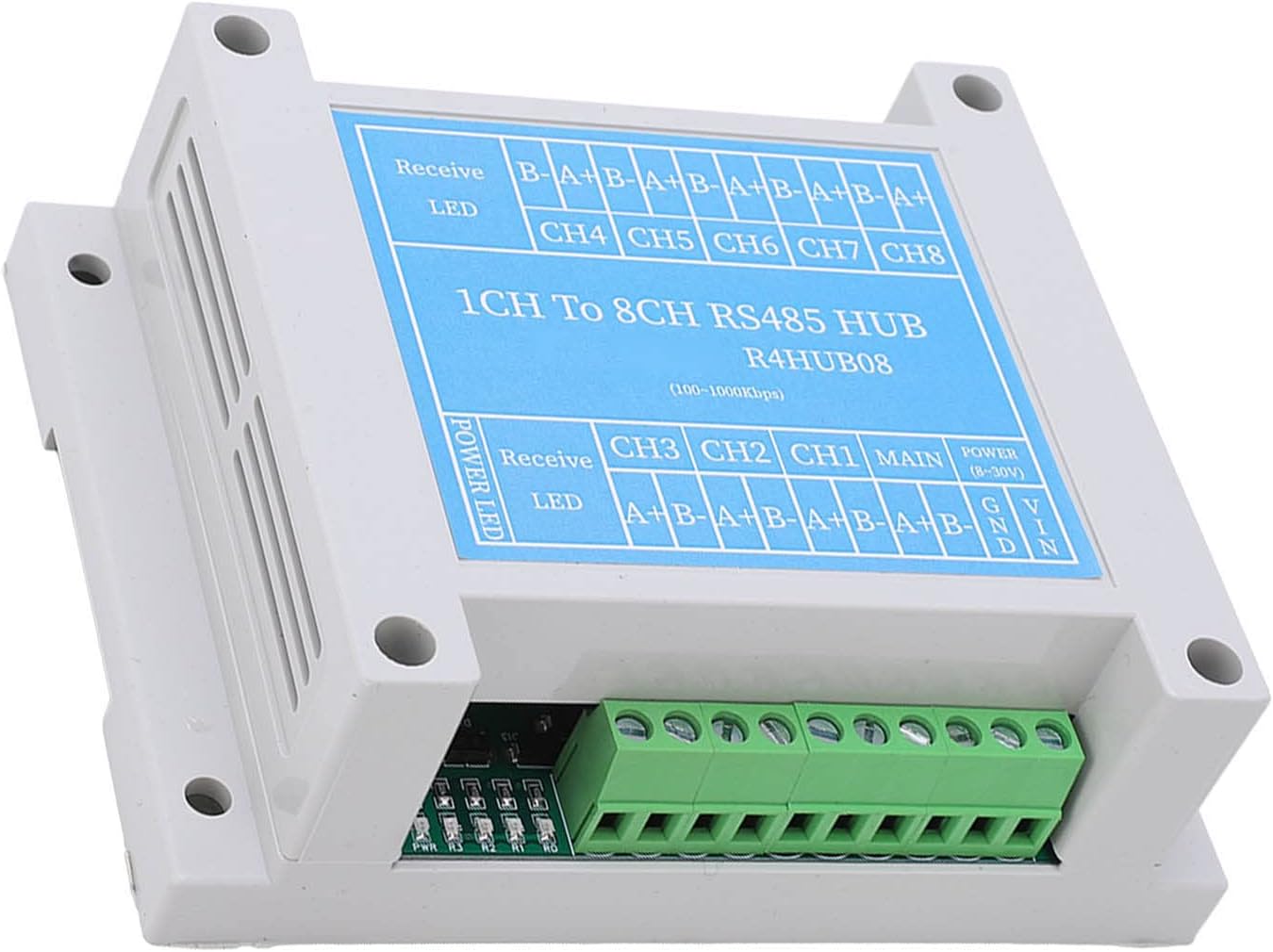 Signal Amplifier with 8 Ports and 10 Indicator Lights - 485 Interface Signal Extender with ABS Housing - Supports 256 Devices per Port and 3937 Foot Extension for Cell Phone