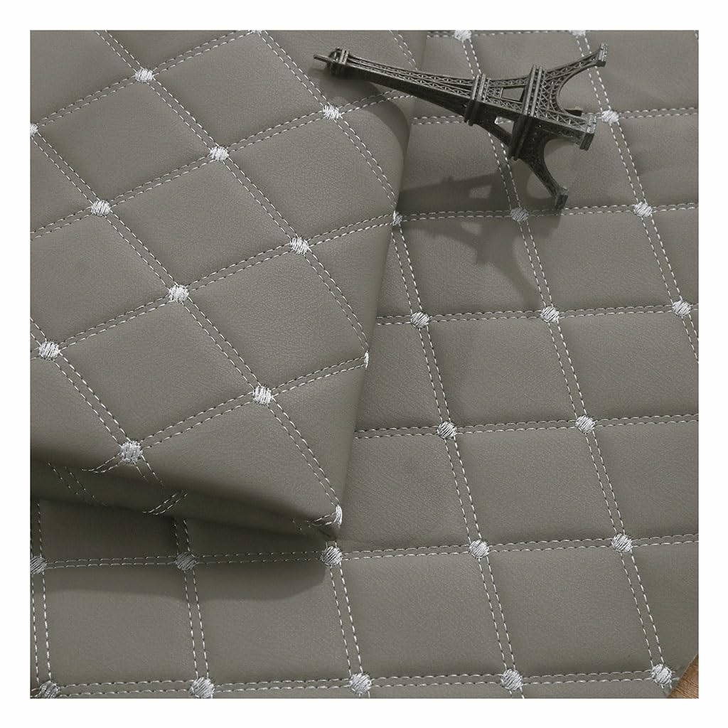 Tissu similicuir grainé gris ultra résistant de 1.4x2m pour rénovation et patchwork DIY - 8