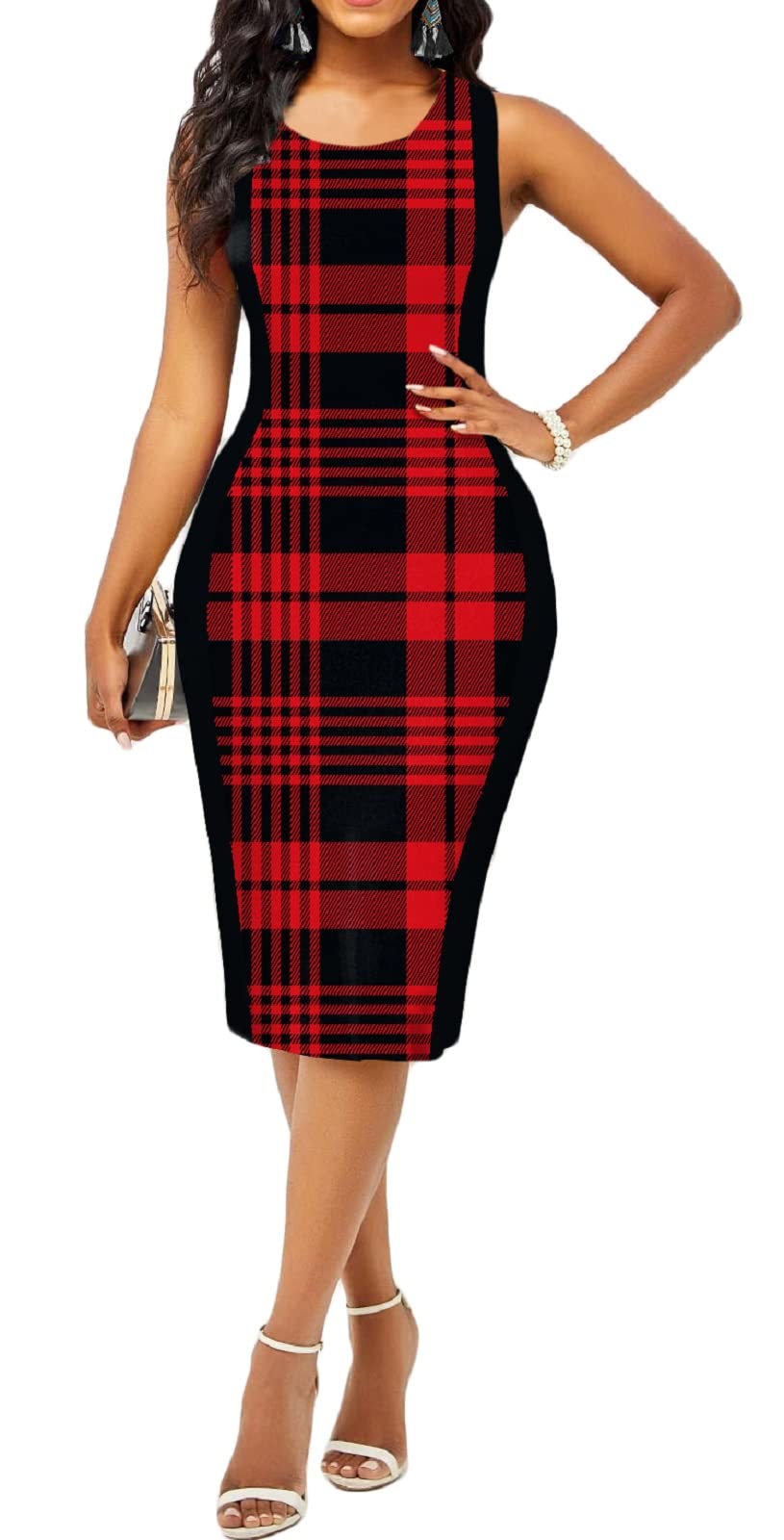 Bodycon Print Dresses for Women Elegant Midi Pencil Dress Outfits Business Casual Clubwear